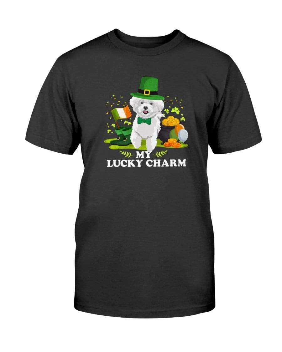 Bichon Frise St. Patricks Day My Lucky Charm Unisex T-Shirt Shirts Black / S