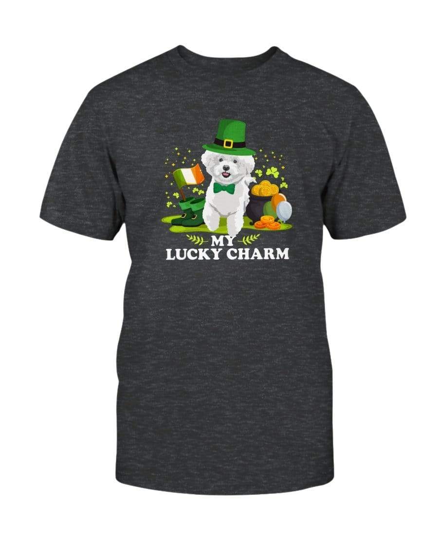 Bichon Frise St. Patricks Day My Lucky Charm Unisex T-Shirt Shirts Dark Grey Heather / S