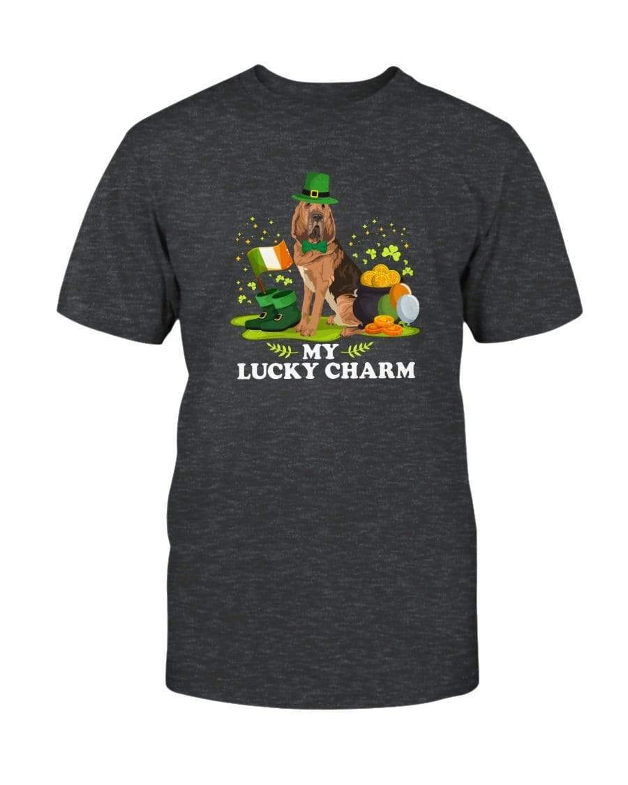 Bloodhound St. Patricks Day My Lucky Charm Unisex T-Shirt Shirts Dark Grey Heather / S