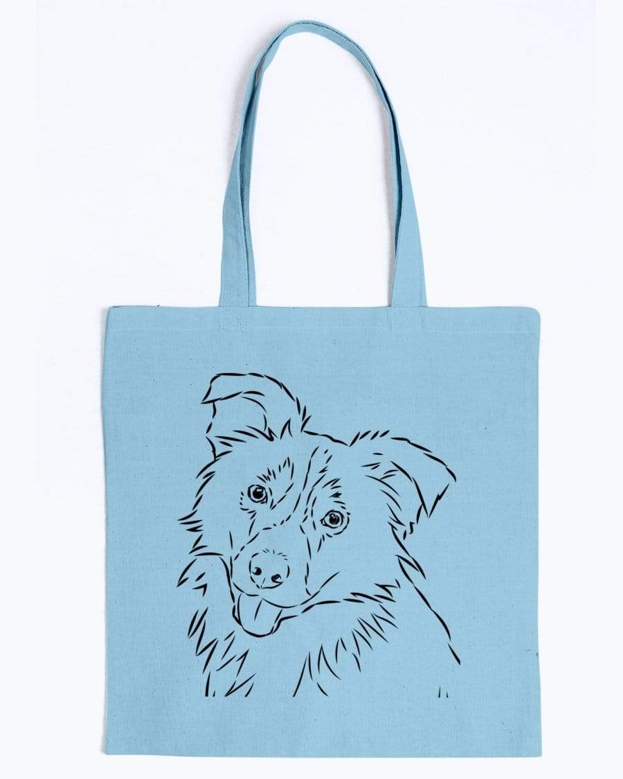 Border Collie Doodle Dogs Canvas Tote Bag Accessories Light Blue / M