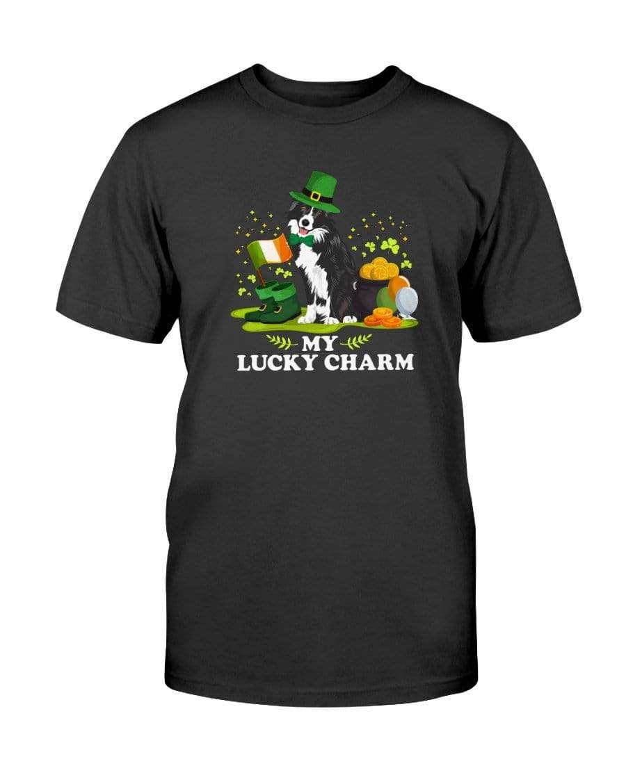 Border Collie St. Patricks Day My Lucky Charm Unisex T-Shirt Shirts Black / S