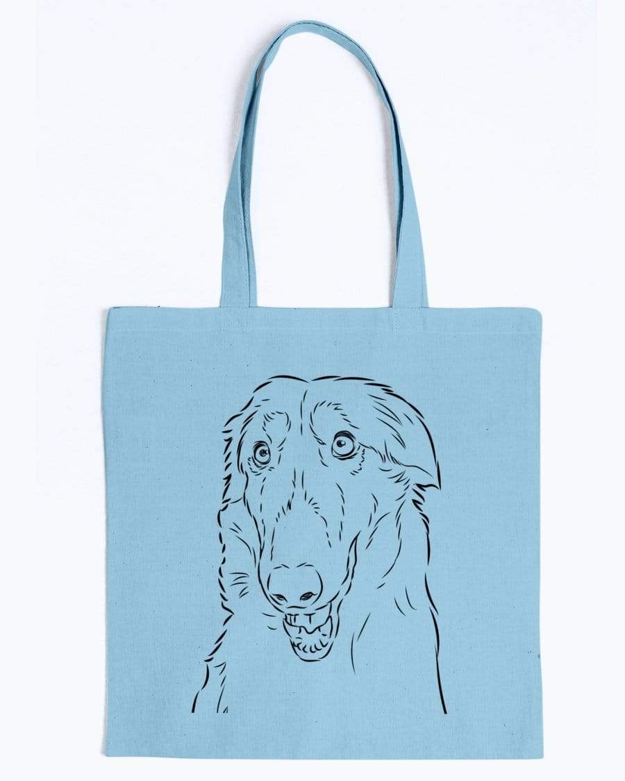 Borzoi Doodle Dogs Canvas Tote Bag Accessories Light Blue / M