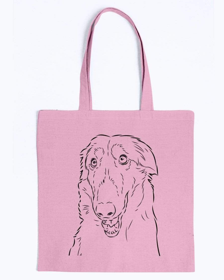 Borzoi Doodle Dogs Canvas Tote Bag Accessories Pink / M