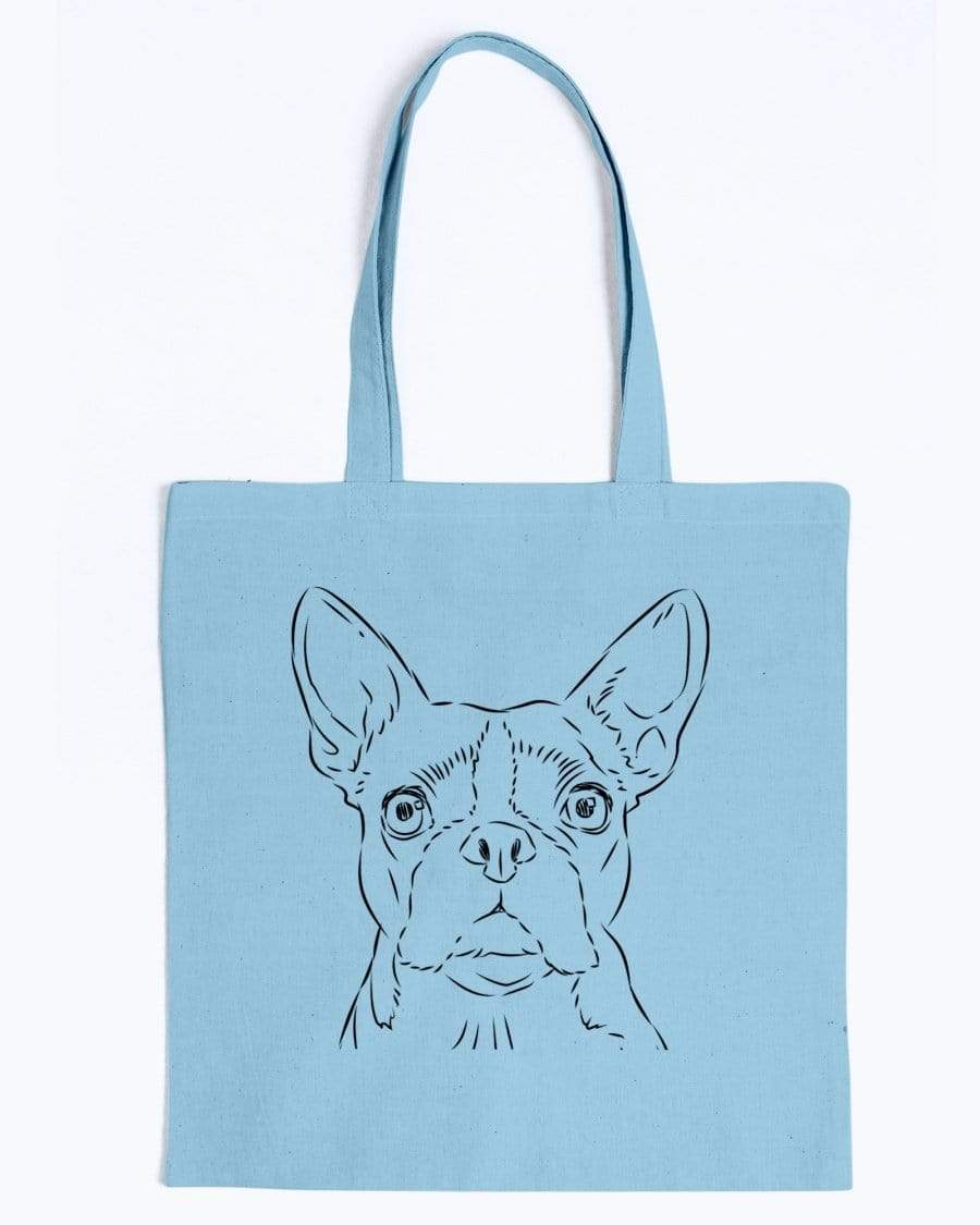 Boston Terrier Doodle Dogs Canvas Tote Bag Accessories Light Blue / M
