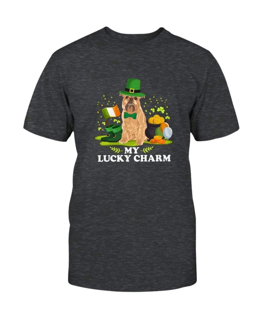 Brussels Griffon St. Patricks Day My Lucky Charm Unisex T-Shirt Shirts Dark Grey Heather / S