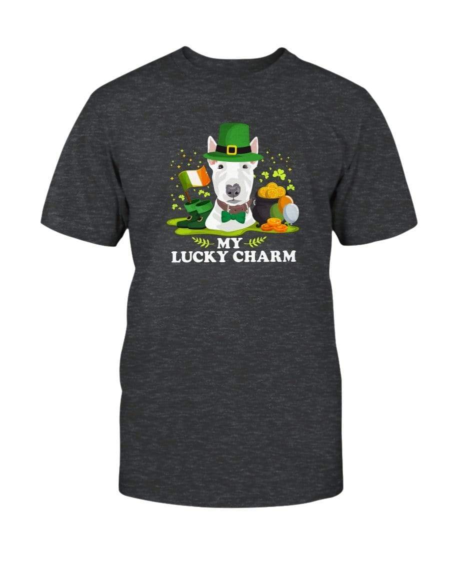 Bull Terrier St. Patricks Day My Lucky Charm Unisex T-Shirt Shirts Dark Grey Heather / S