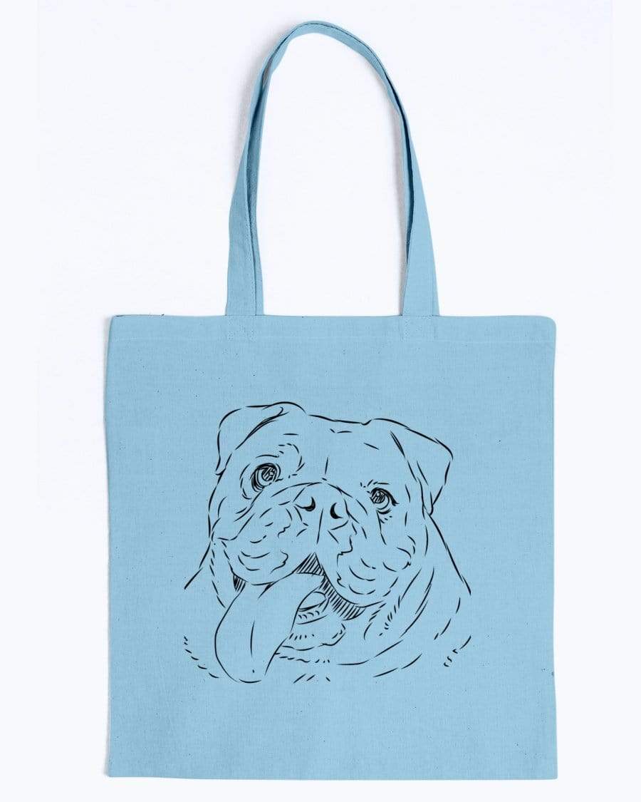 Bulldog Doodle Dogs Canvas Tote Bag Accessories Light Blue / M