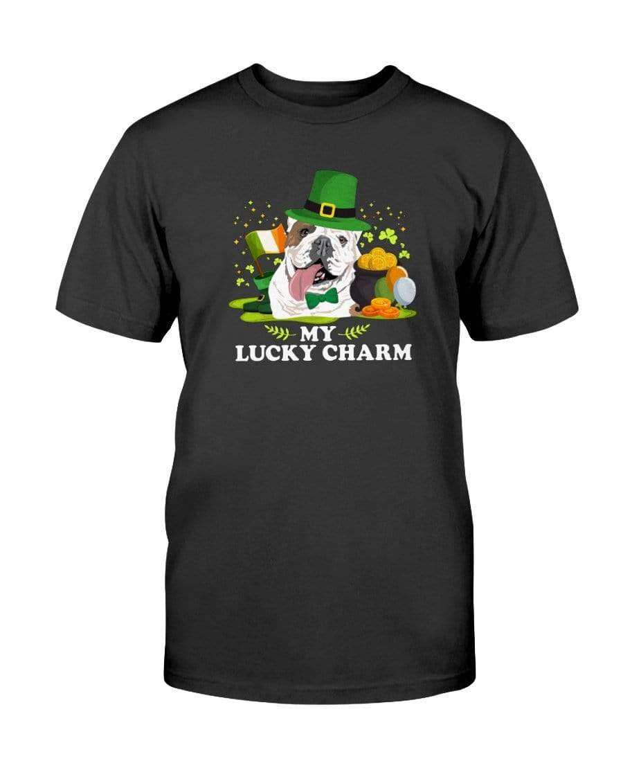 Bulldog St. Patricks Day My Lucky Charm Unisex T-Shirt Shirts Black / S