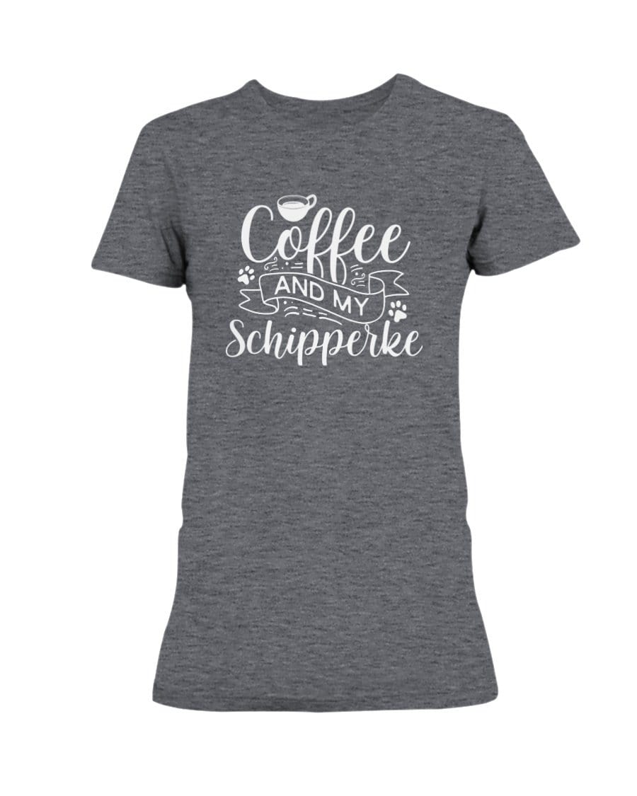 Coffee and my Schipperke Dog Ladies&#39; Tee Shirts Heather Dk Grey / S