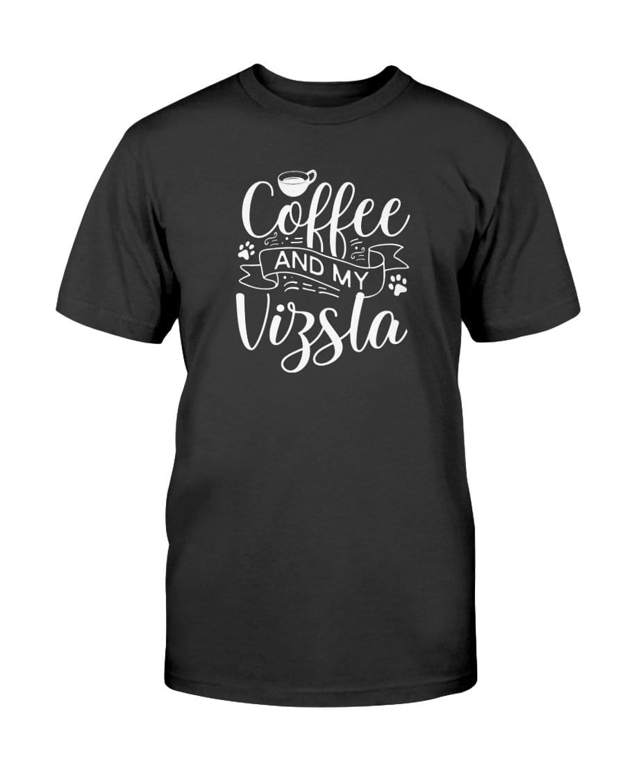 Coffee and my Vizsla Dog Unisex T-Shirt Shirts Black / S