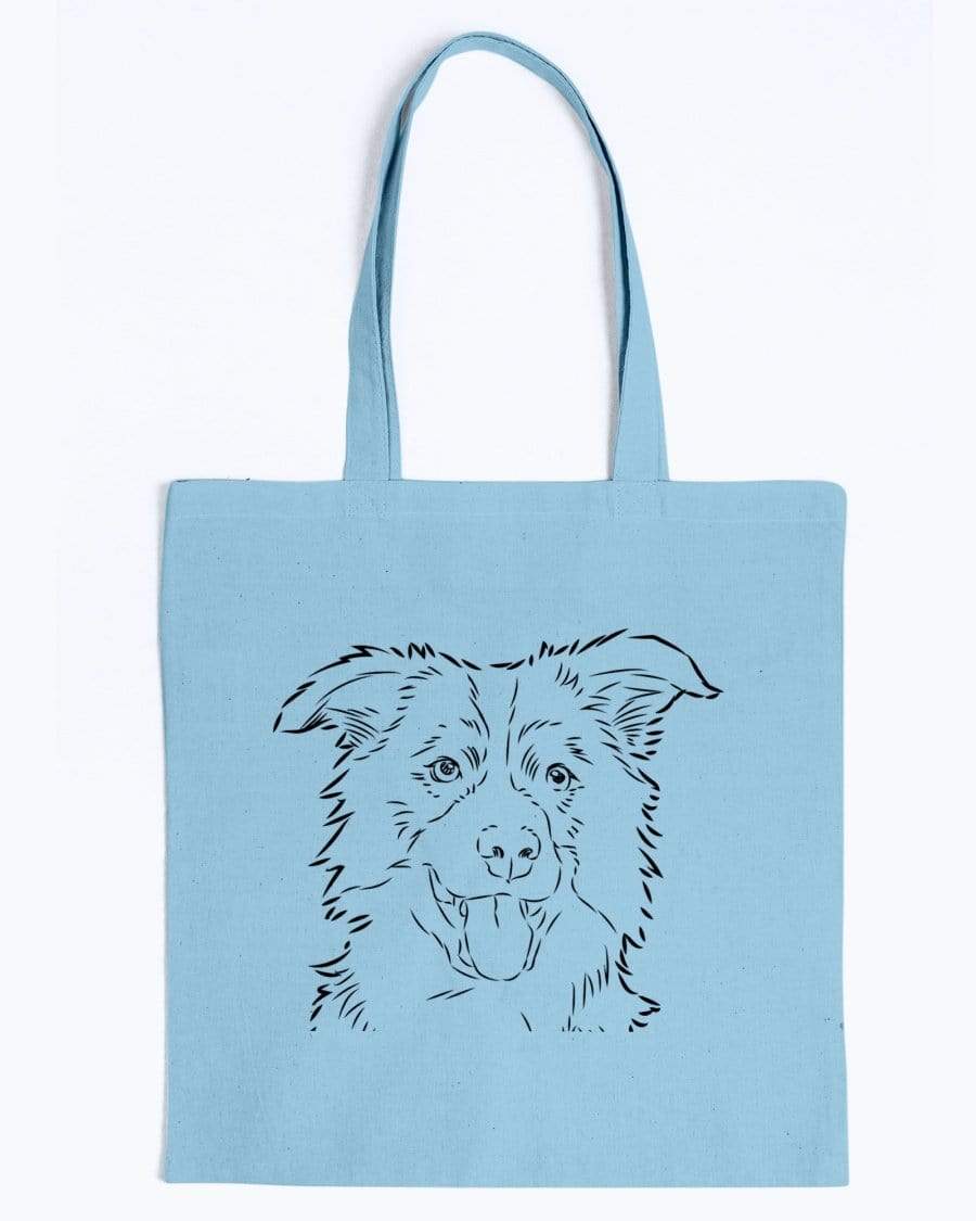 Collie Doodle Dogs Canvas Tote Bag Accessories Light Blue / M