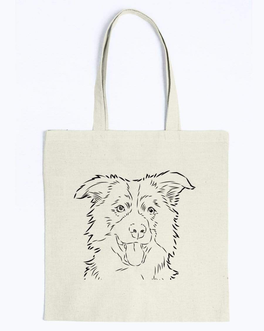 Collie Doodle Dogs Canvas Tote Bag Accessories Natural / M