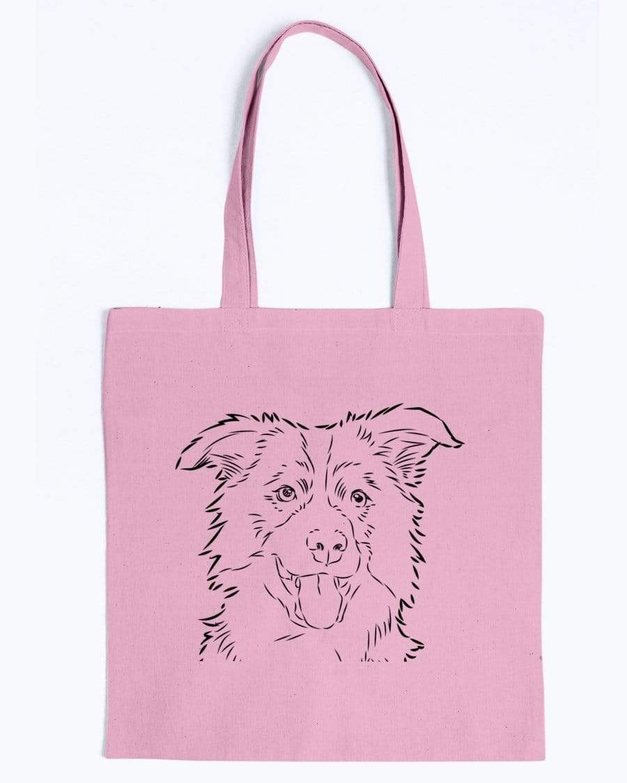Collie Doodle Dogs Canvas Tote Bag Accessories Pink / M