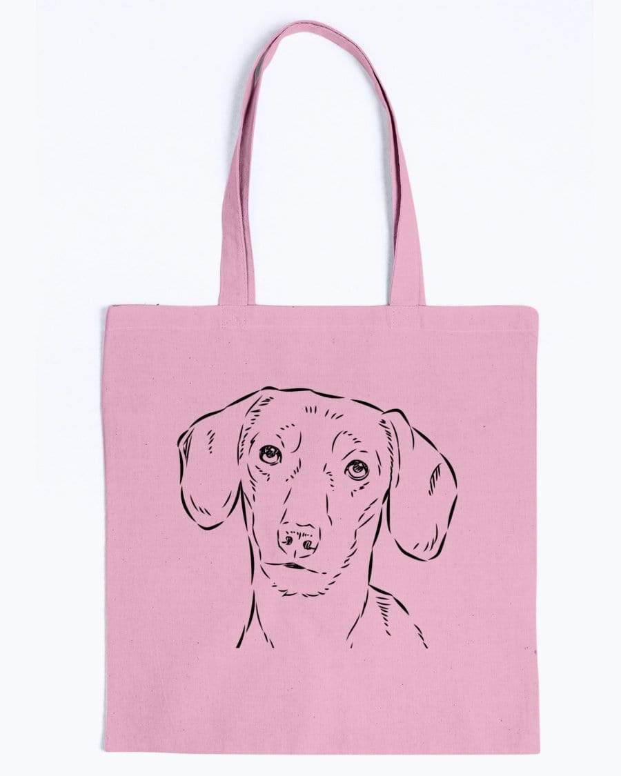 Dachshund Doodle Dogs Canvas Tote Bag Accessories Pink / M