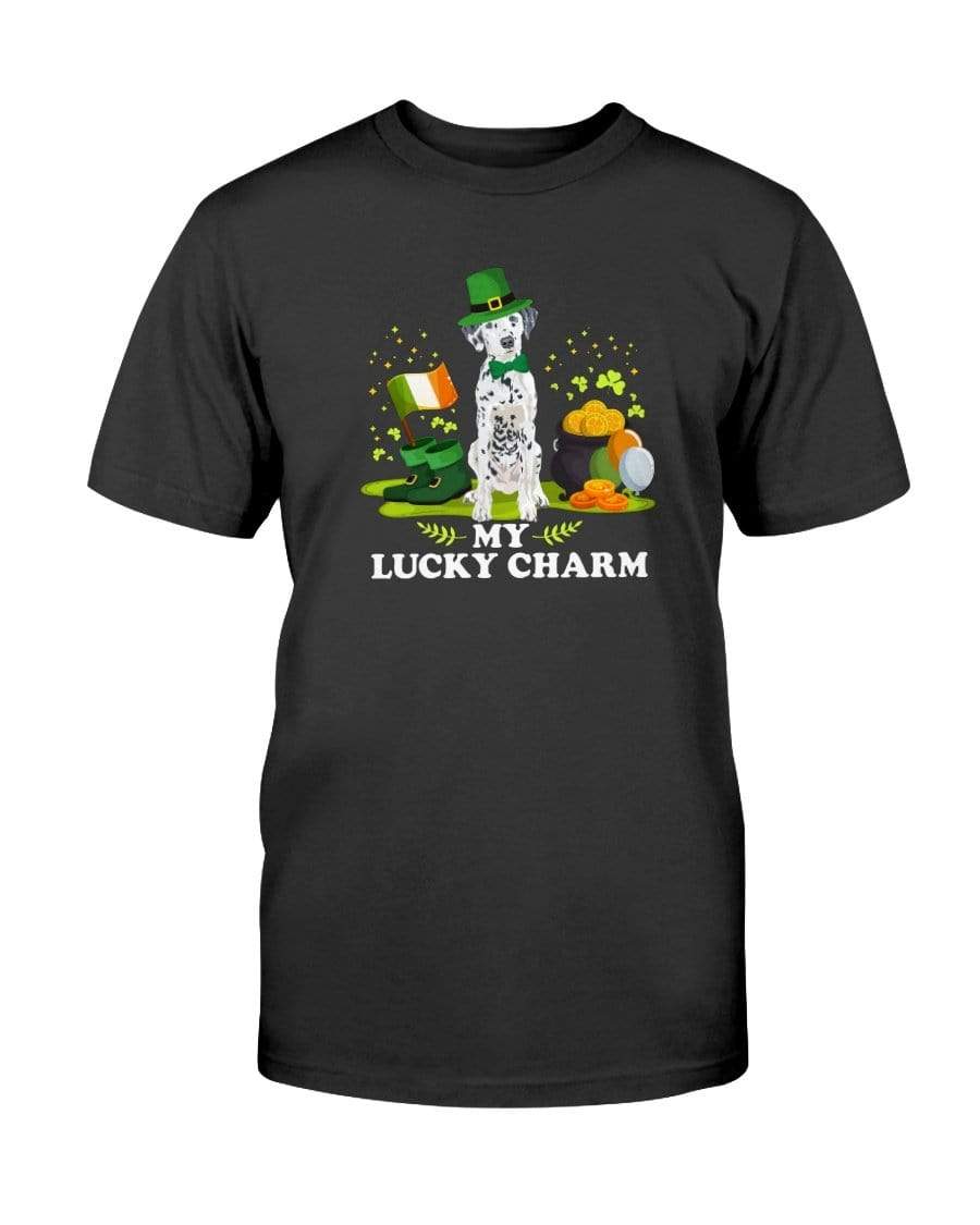 Dalmatian St. Patricks Day My Lucky Charm Unisex T-Shirt Shirts Black / S