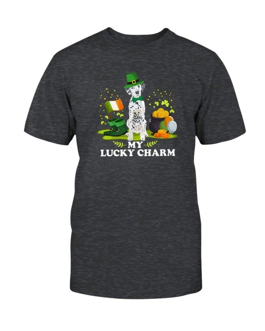 Dalmatian St. Patricks Day My Lucky Charm Unisex T-Shirt Shirts Dark Grey Heather / S