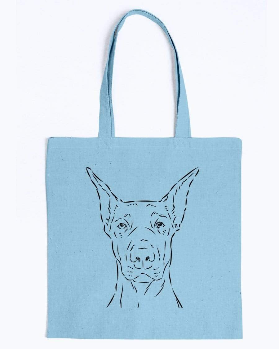 Dobermann Doodle Dogs Canvas Tote Bag Accessories Light Blue / M