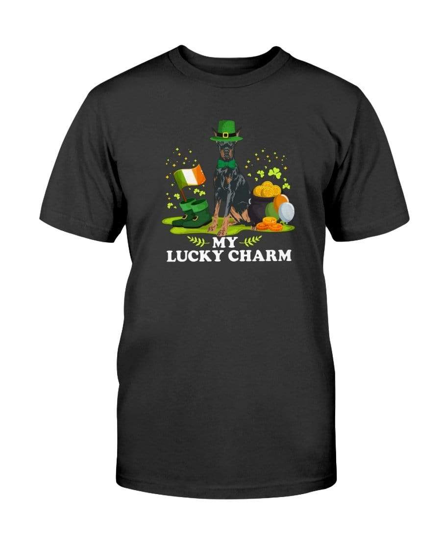 Dobermann St. Patricks Day My Lucky Charm Unisex T-Shirt Shirts Black / S