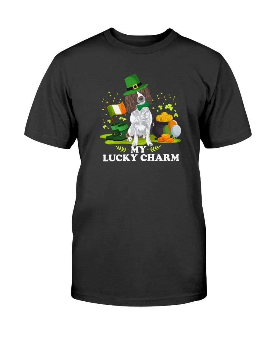 English Springer Spaniel St. Patricks Day My Lucky Charm Unisex T-Shirt Shirts Black / S