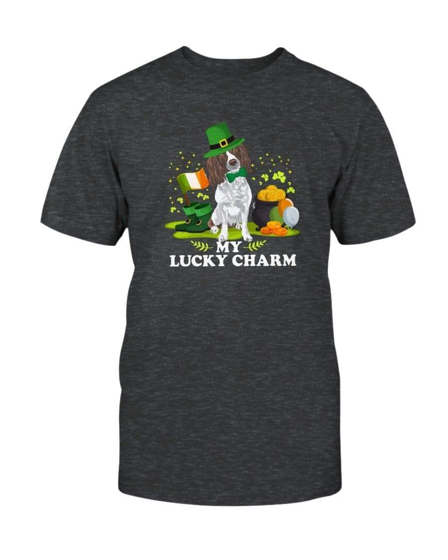 English Springer Spaniel St. Patricks Day My Lucky Charm Unisex T-Shirt Shirts Dark Grey Heather / S