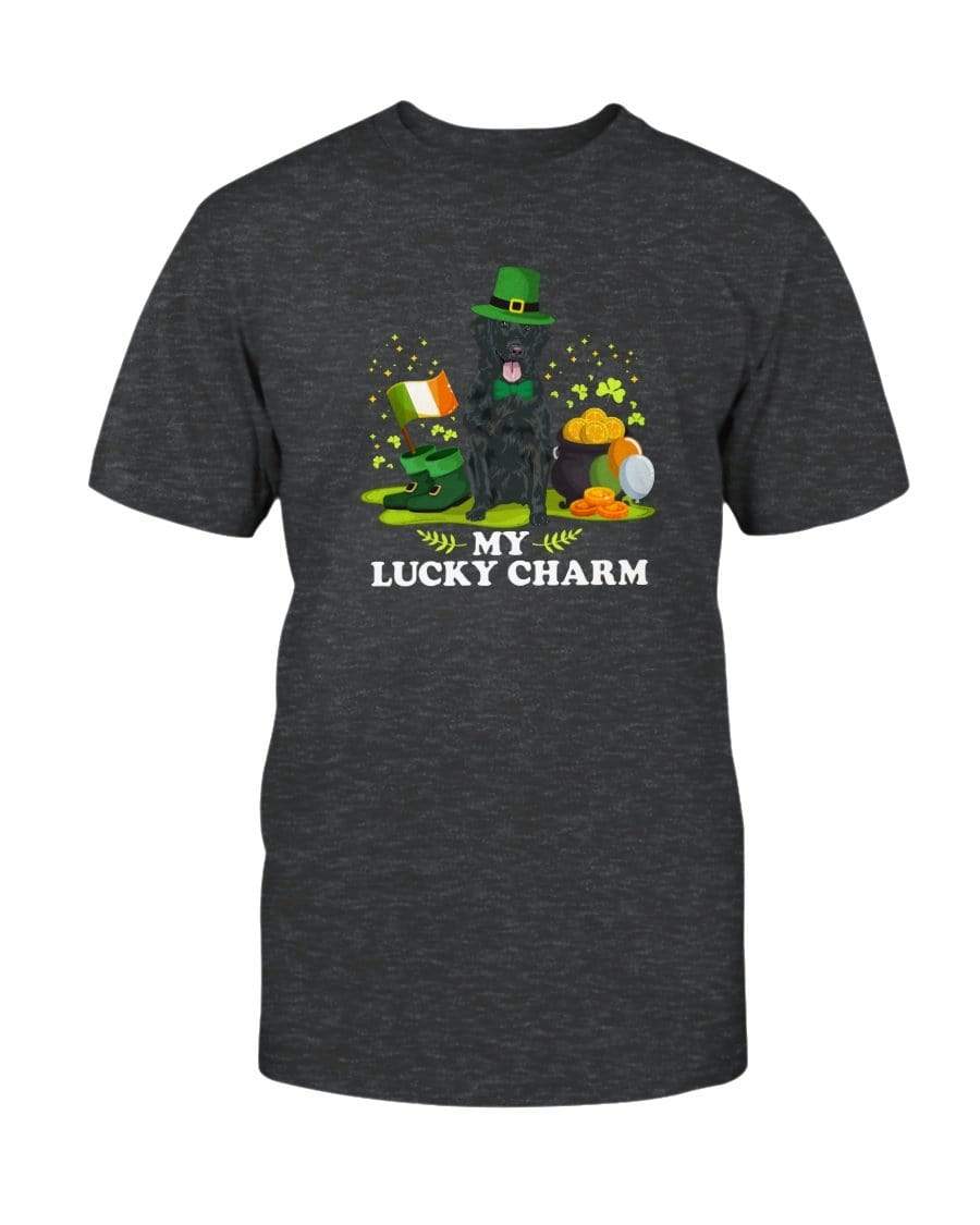 Flat Coated Retriever St. Patricks Day My Lucky Charm Unisex T-Shirt Shirts Dark Grey Heather / S