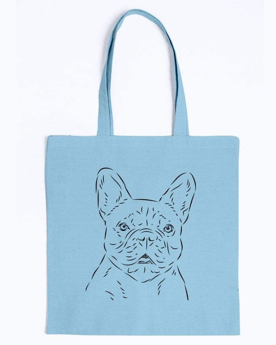 French Bulldog Doodle Dogs Canvas Tote Bag Accessories Light Blue / M