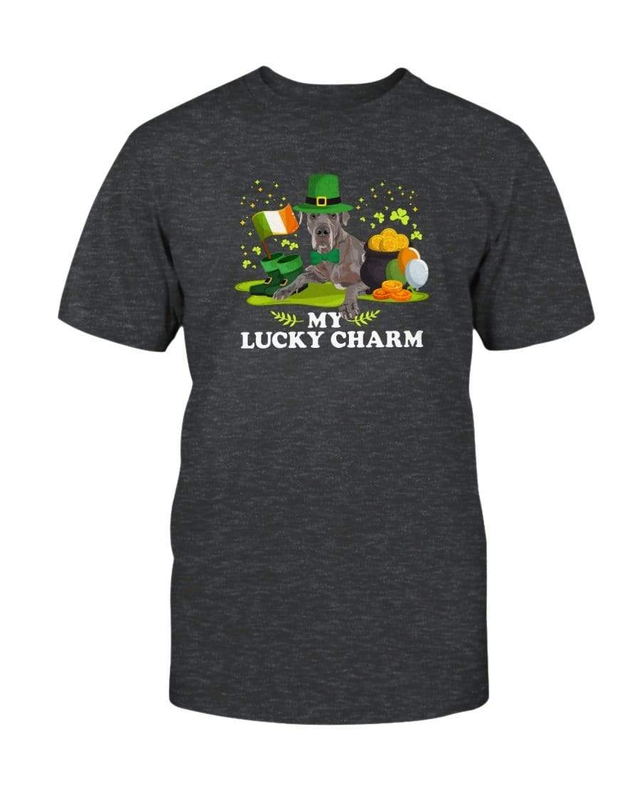 Great Dane St. Patricks Day My Lucky Charm Unisex T-Shirt Shirts Dark Grey Heather / S