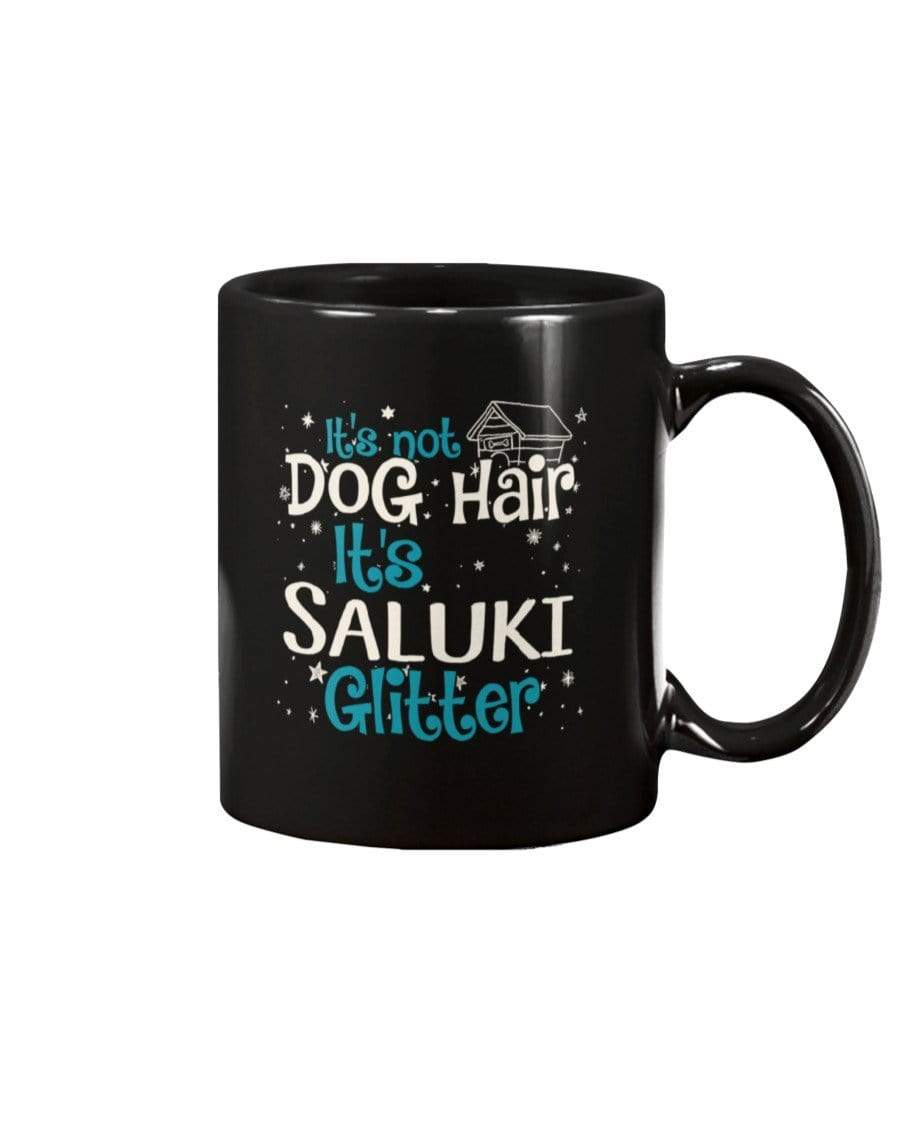 It&#39;s Not Dog Hair It&#39;s Saluki Glitter Coffee / Tea Black 11oz Ceramic Mug Mugs Black / 11Oz