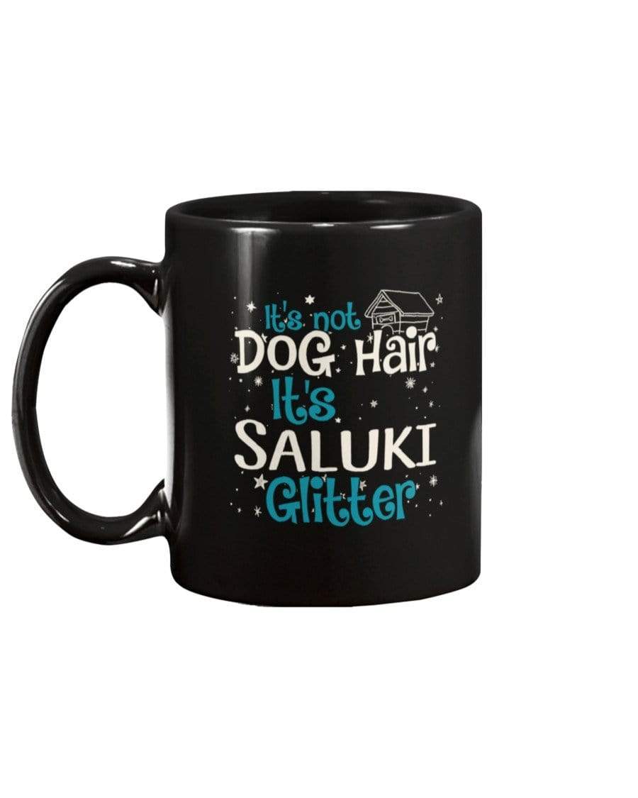 It&#39;s Not Dog Hair It&#39;s Saluki Glitter Coffee / Tea Black 11oz Ceramic Mug Mugs Black / 11Oz