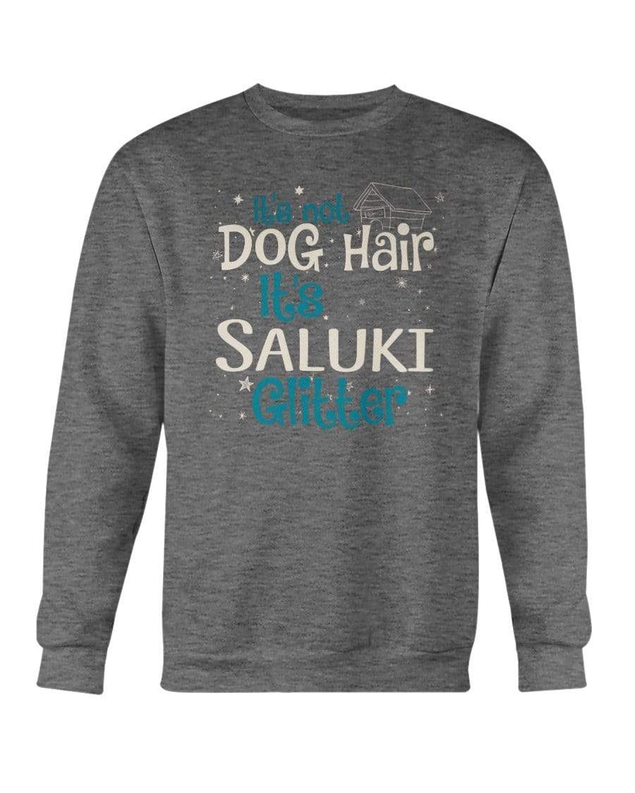 It&#39;s Not Dog Hair It&#39;s Saluki Glitter Crewneck Sweatshirt Sweatshirts Dark Heather / S