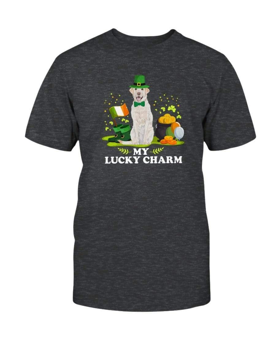 Labrador Retriever St. Patricks Day My Lucky Charm Unisex T-Shirt Shirts Dark Grey Heather / S