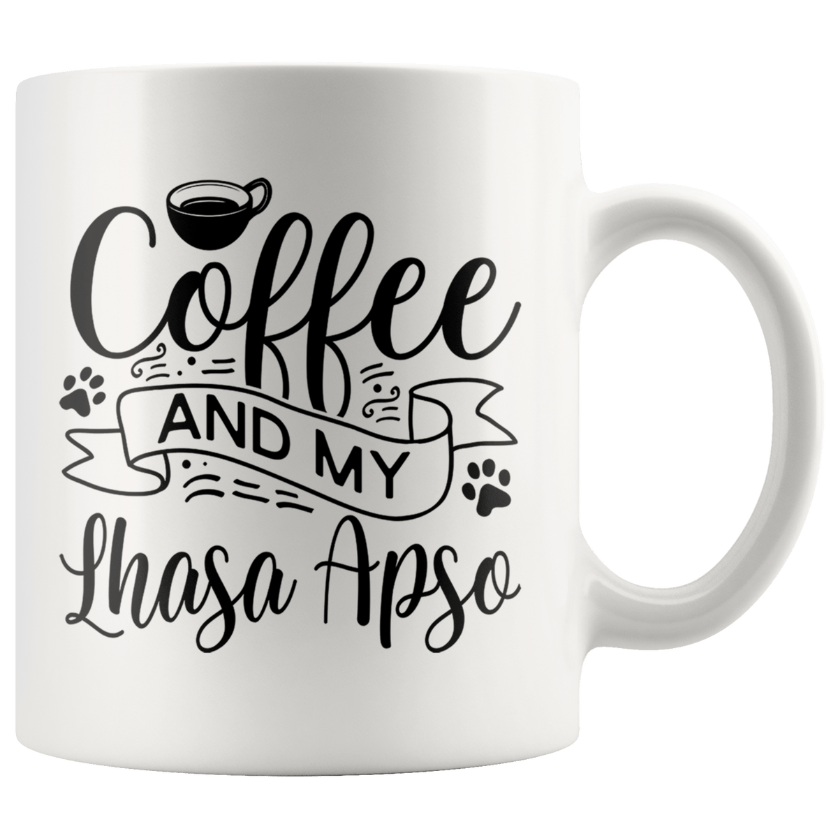 Lhasa Apso Coffee and my Dog Coffee / Tea Ceramic Mug - 11oz / 15oz Drinkware 11oz Mug