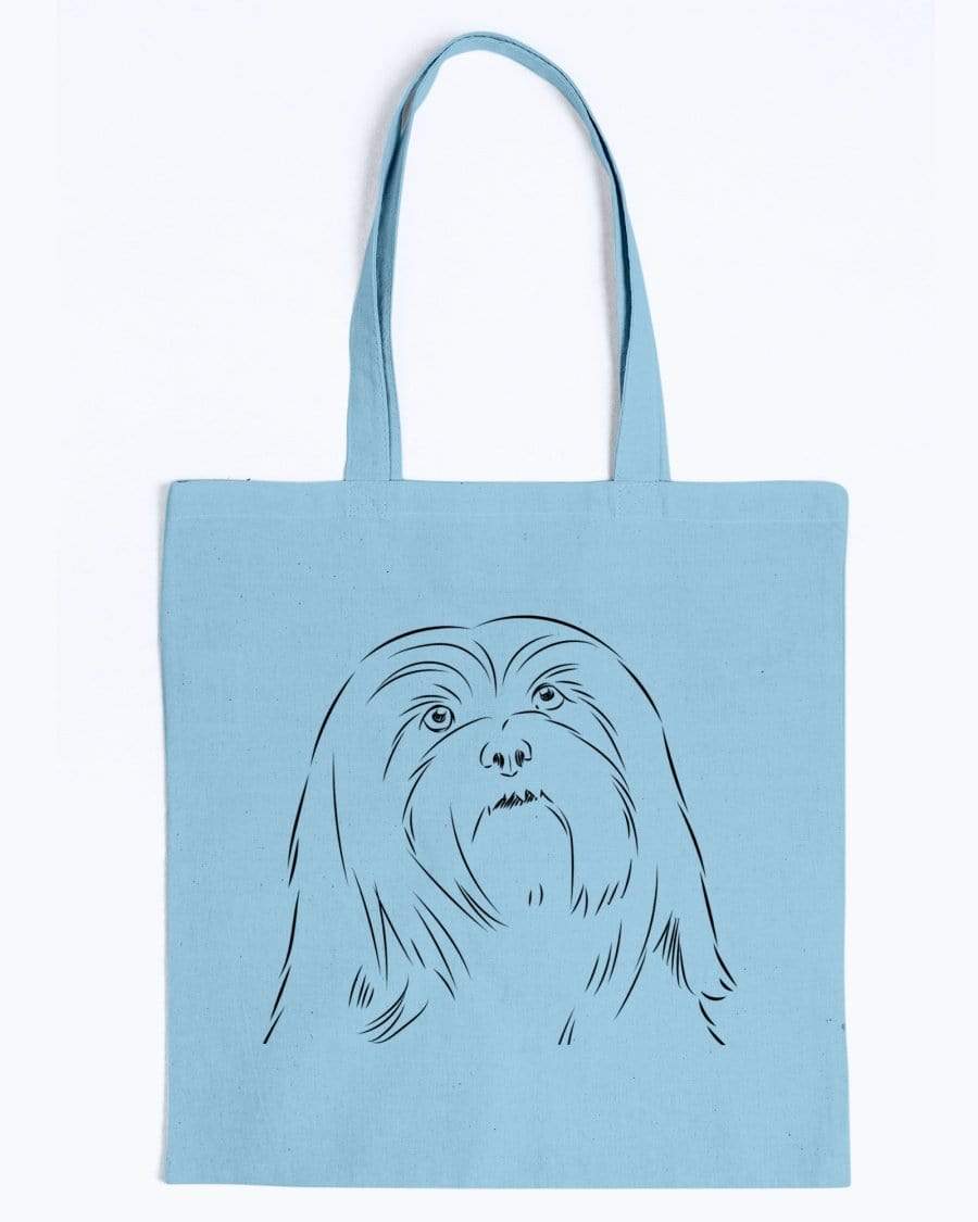 Lhasa Apso Doodle Dogs Canvas Tote Bag Accessories Light Blue / M