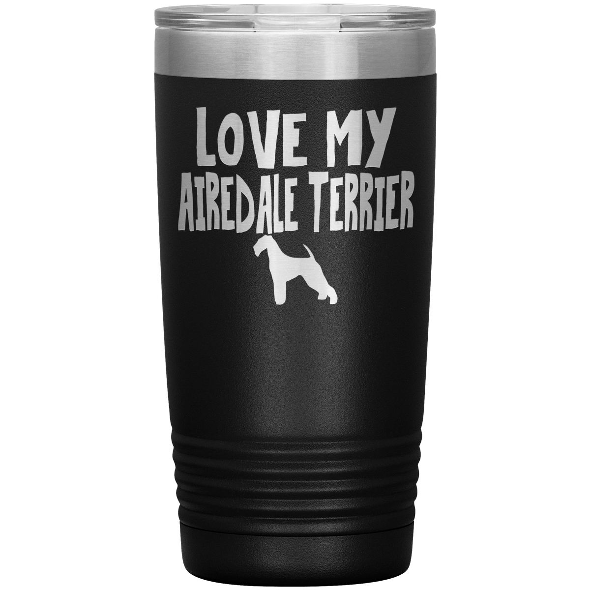 Love My Airedale Terrier 20 Oz Vacuum Tumbler Tumblers Black