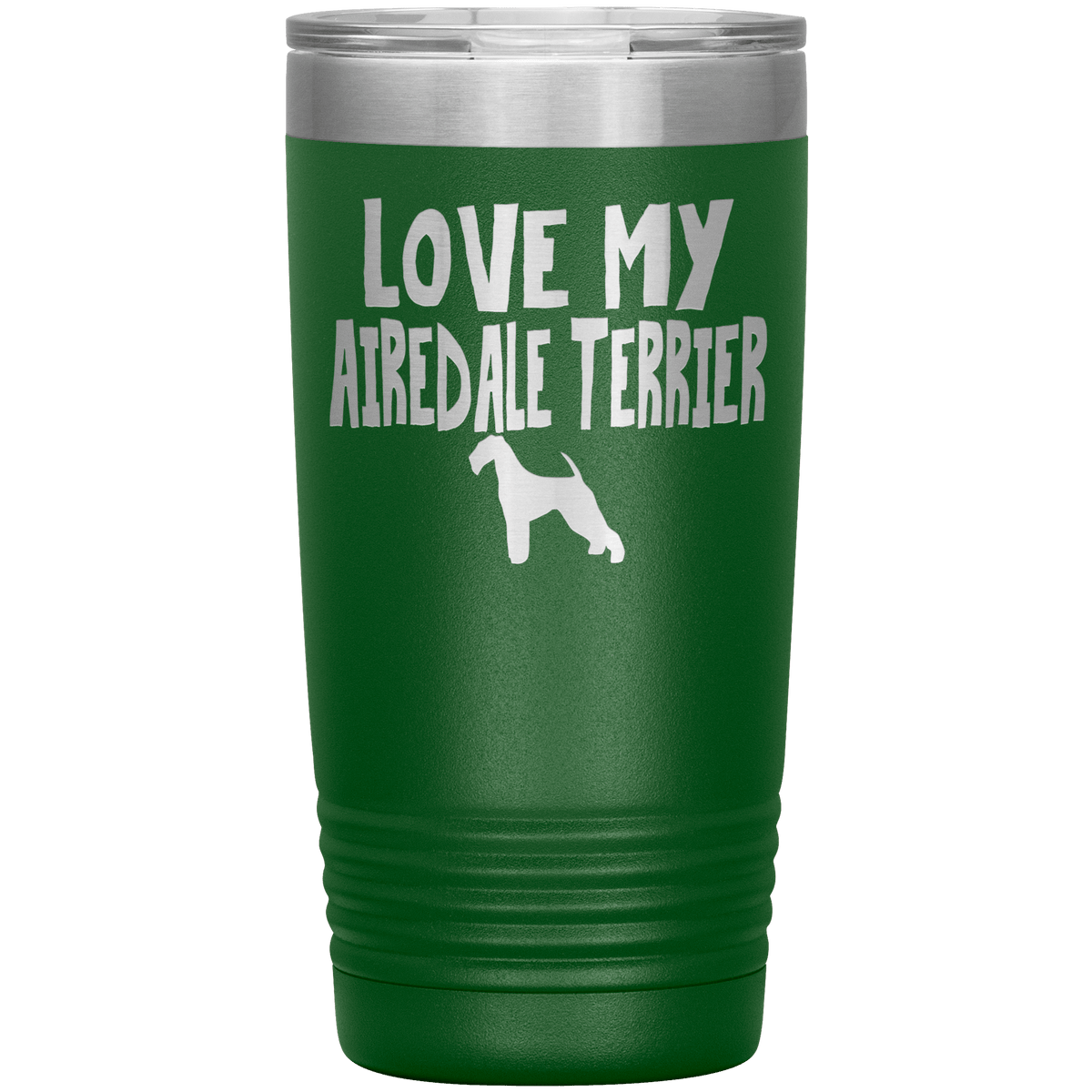 Love My Airedale Terrier 20 Oz Vacuum Tumbler Tumblers Green