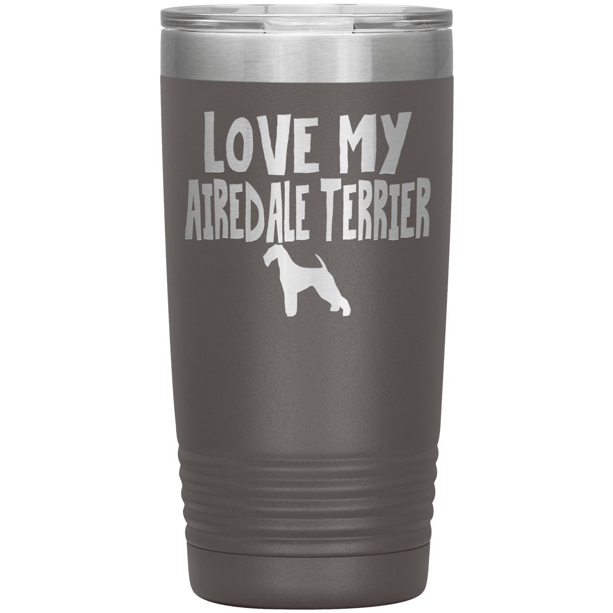 Love My Airedale Terrier 20 Oz Vacuum Tumbler Tumblers Pewter