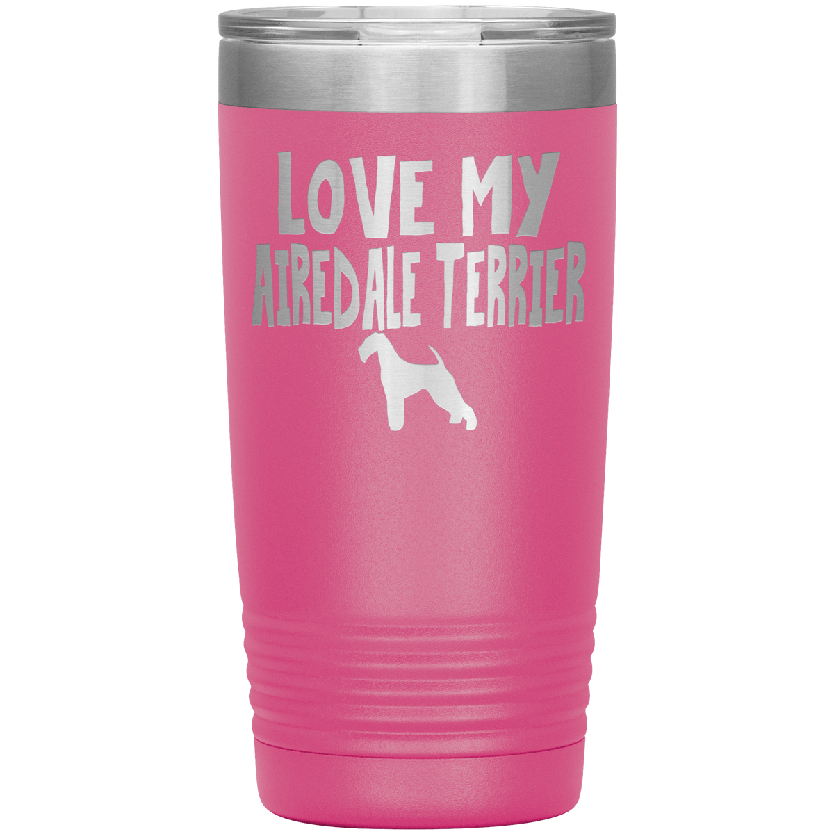 Love My Airedale Terrier 20 Oz Vacuum Tumbler Tumblers Pink