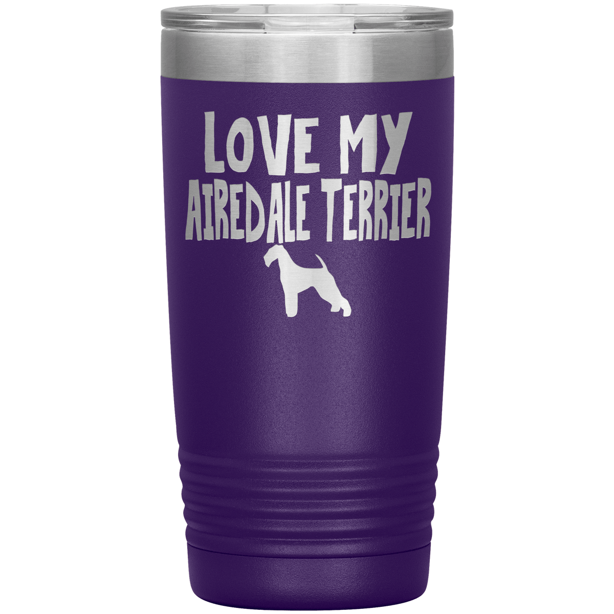 Love My Airedale Terrier 20 Oz Vacuum Tumbler Tumblers Purple