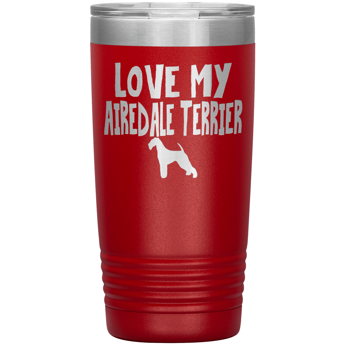 Love My Airedale Terrier 20 Oz Vacuum Tumbler Tumblers Red