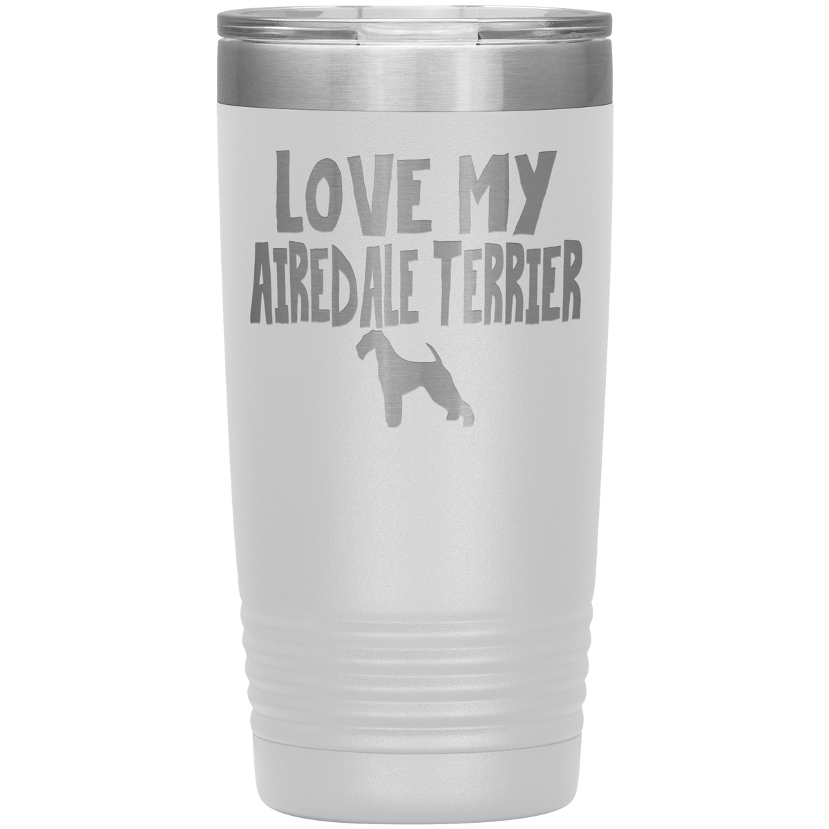 Love My Airedale Terrier 20 Oz Vacuum Tumbler Tumblers White