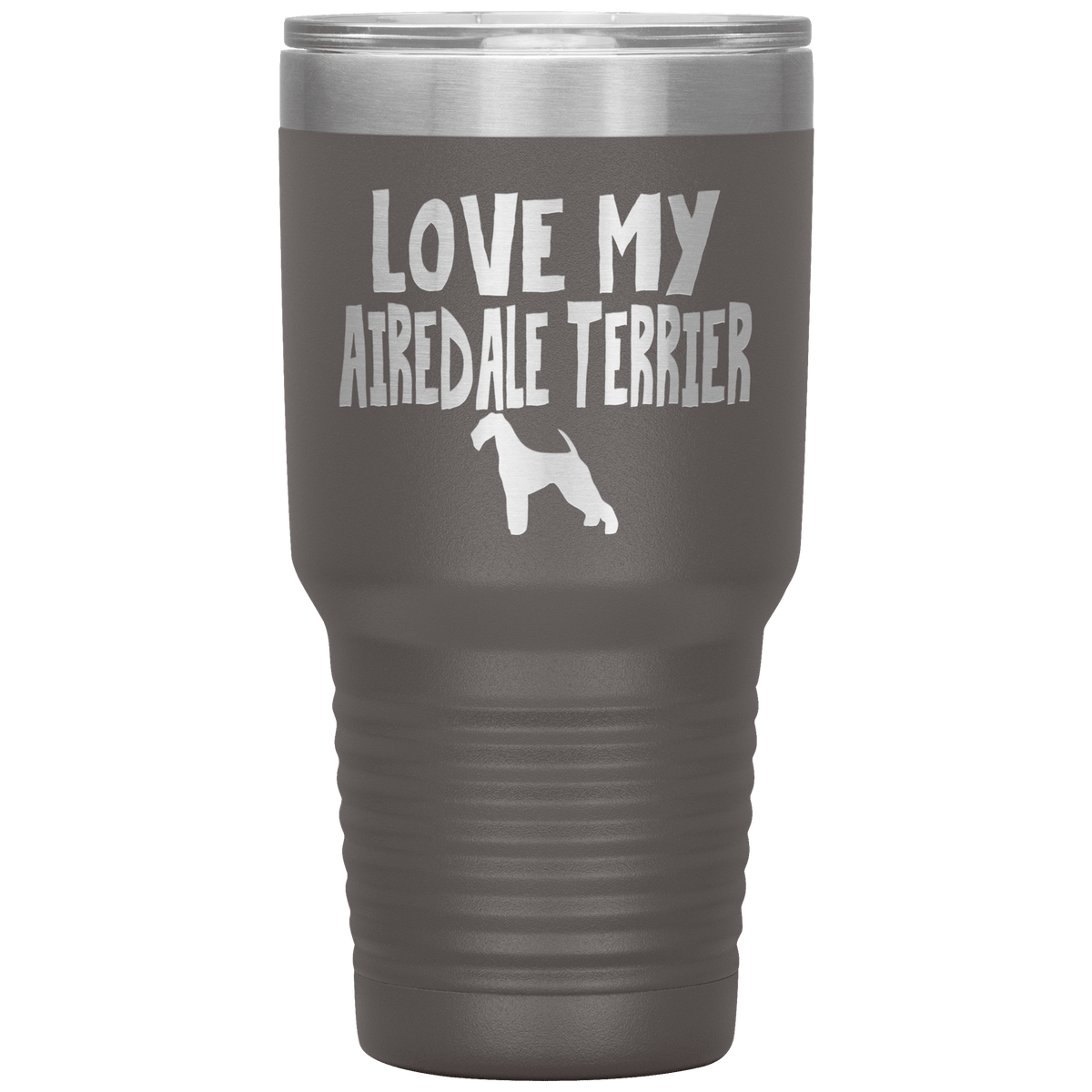 Love My Airedale Terrier 30 Oz Vacuum Tumbler Tumblers Pewter