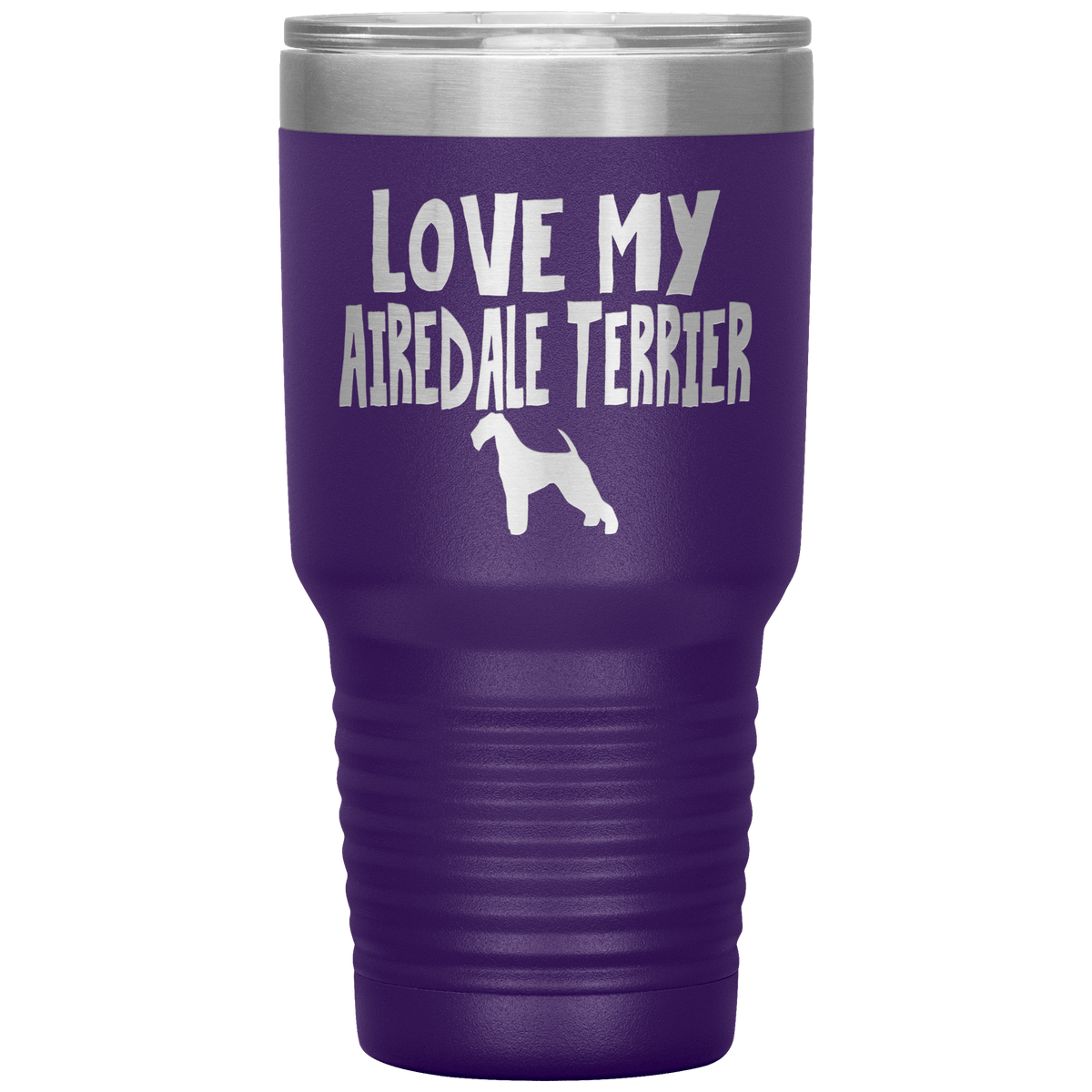 Love My Airedale Terrier 30 Oz Vacuum Tumbler Tumblers Purple