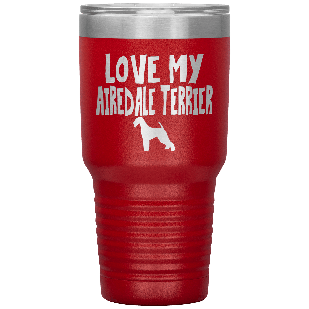 Love My Airedale Terrier 30 Oz Vacuum Tumbler Tumblers Red
