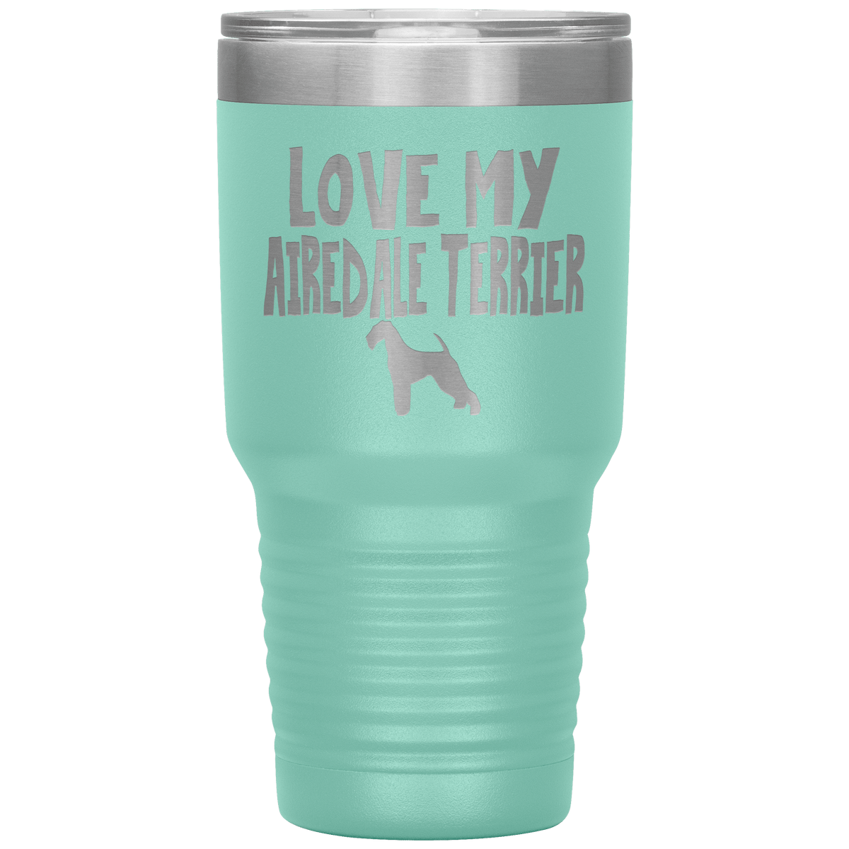Love My Airedale Terrier 30 Oz Vacuum Tumbler Tumblers Teal