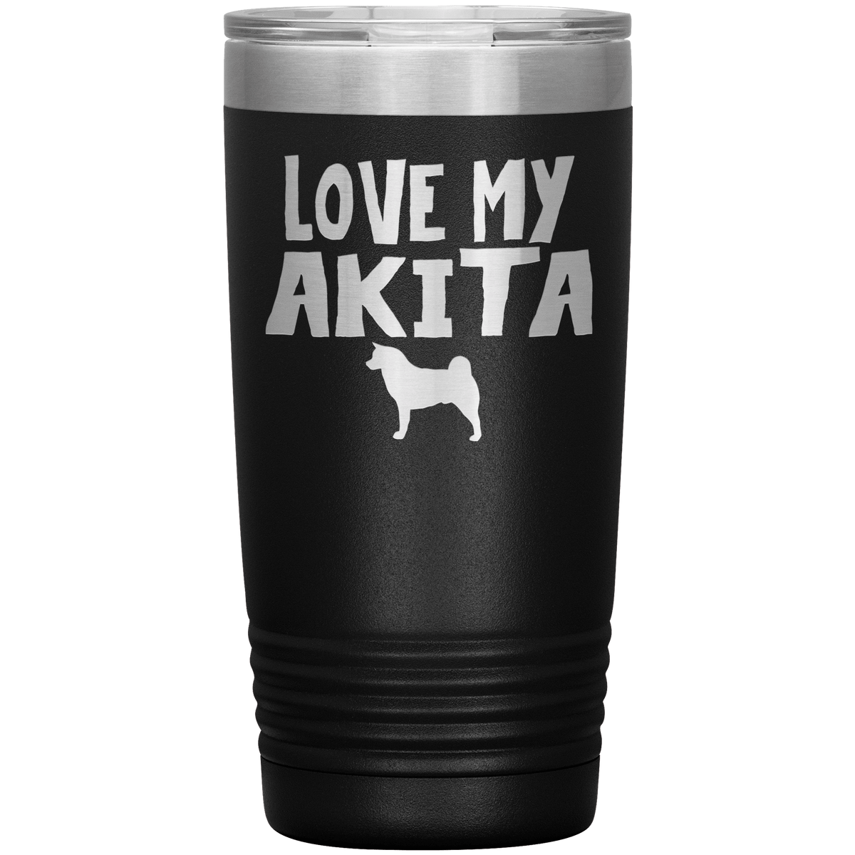 Love My Akita 20 Oz Vacuum Tumbler Tumblers Black