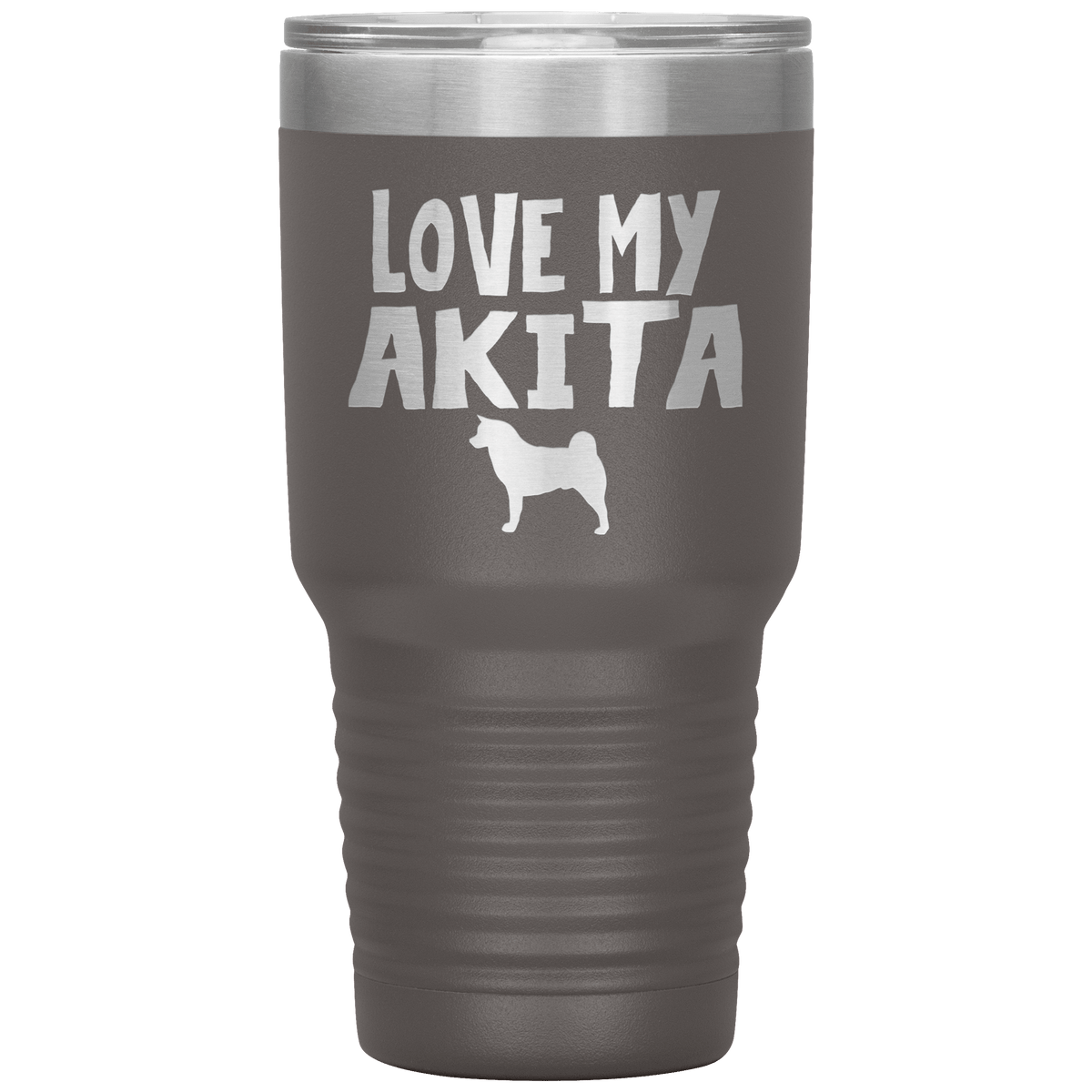 Love My Akita 30 Oz Vacuum Tumbler Tumblers Pewter