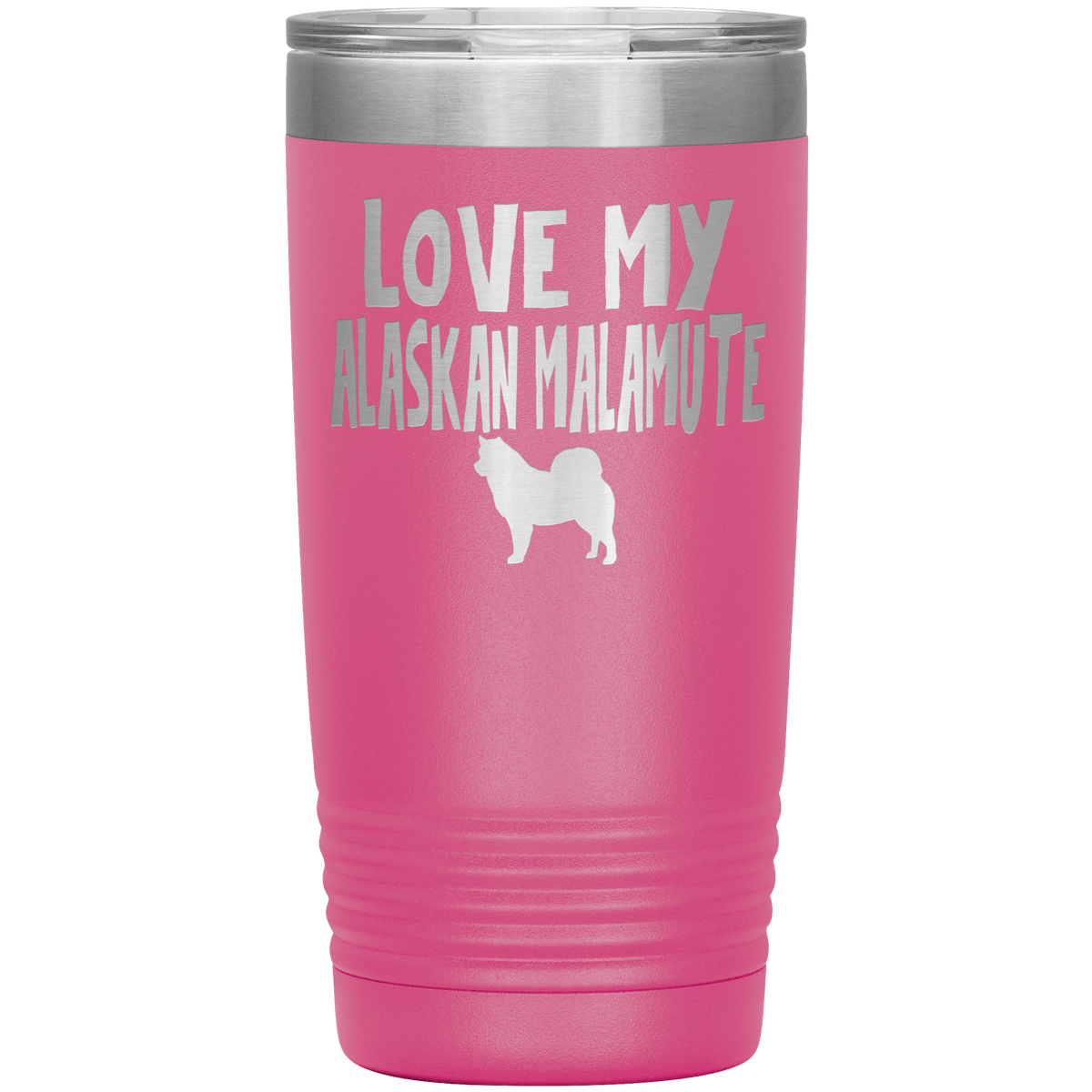 Love My Alaskan Malamute 20 Oz Vacuum Tumbler Tumblers Pink