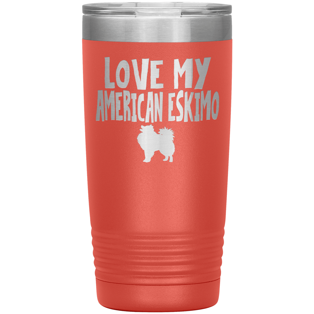 Love My American Eskimo 20 Oz Vacuum Tumbler Tumblers Coral
