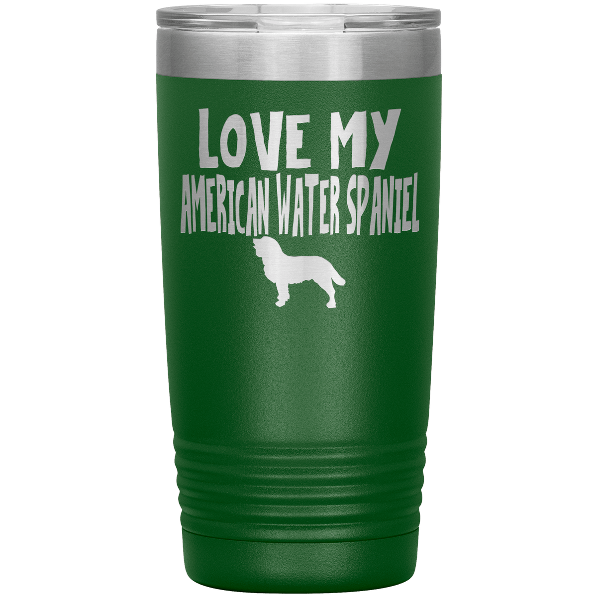 Love My American Water Spaniel 20 Oz Vacuum Tumbler Tumblers Green