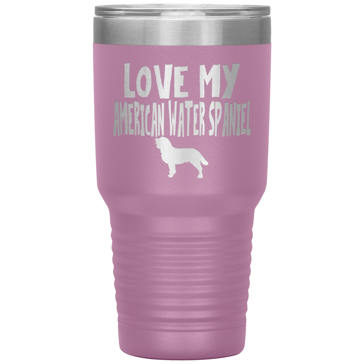 Love My American Water Spaniel  30 Oz Vacuum Tumbler Tumblers Light Purple